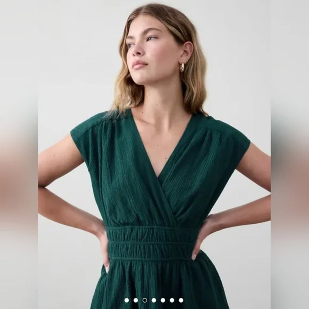 Banana Republic Factory Deep Sea Teal Textured Shirred Mini Dress Size XXL--NWT